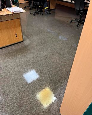 Suelo de zona de trabajo después de la limpieza profesional